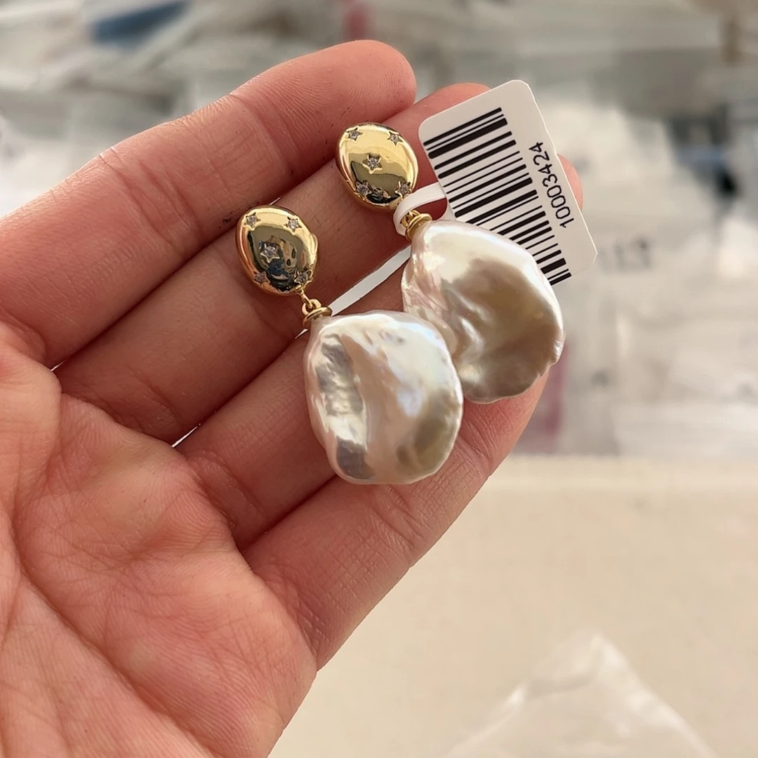 淡水珍珠耳饰合金