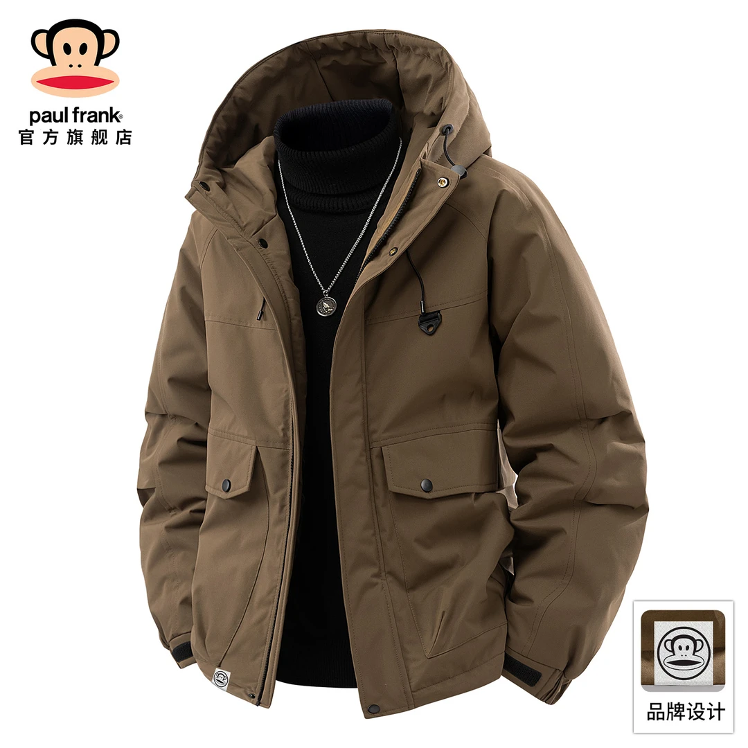 PaulFrank/大嘴猴美式复古连帽保暖棉服男士冬季新款宽松休闲外套