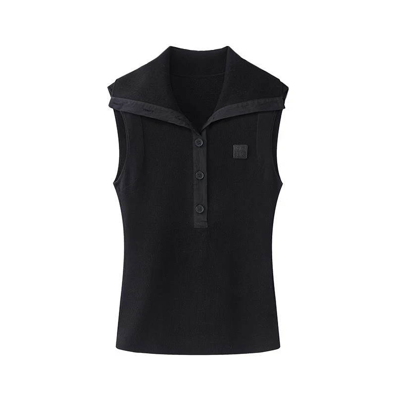 艾家商场同款2025夏新款时尚简约修身显瘦无袖背心女50438109