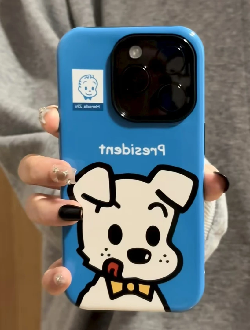 蓝色原田治小狗适用苹果iPhone16promax手机壳15大孔菲林二合一MY