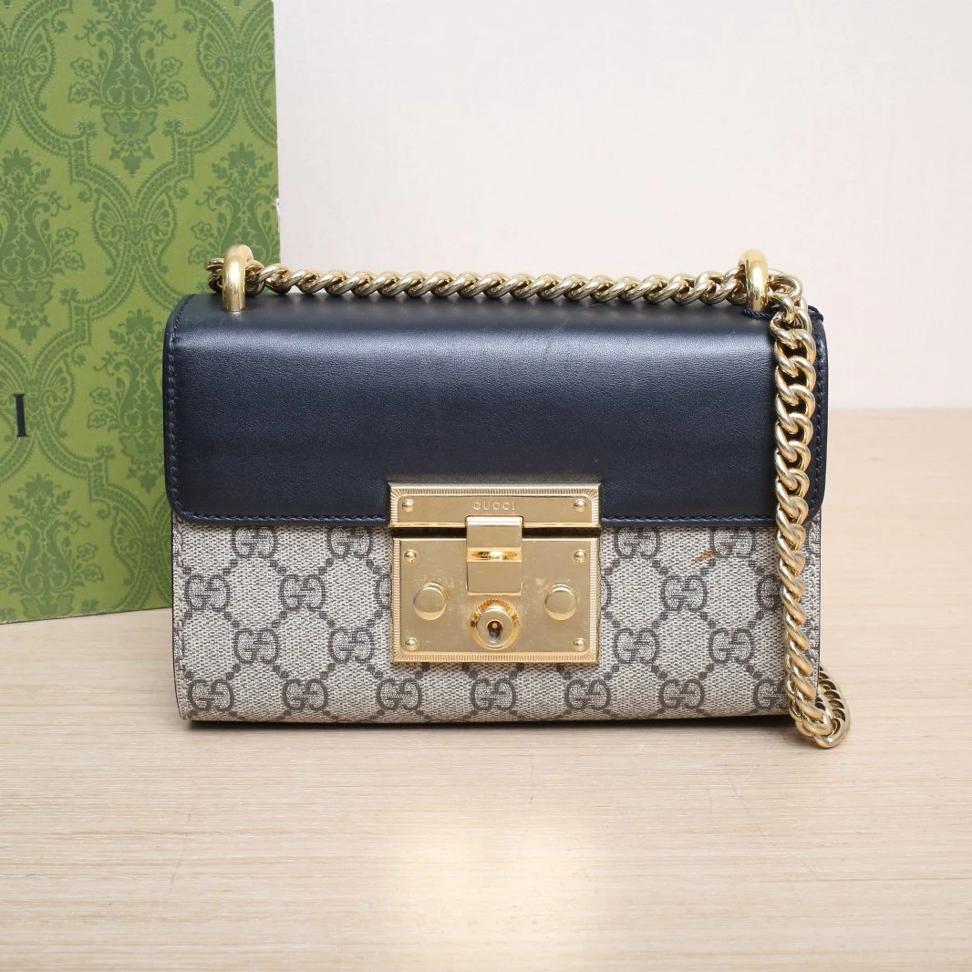95新 GUCCI/古驰 【娇活动】 锁头包小号皮革C/PVC 金扣 275672