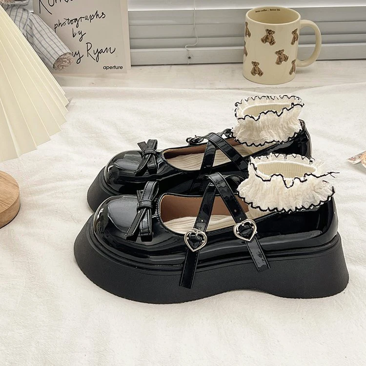 日系jk蝴蝶结矮子乐厚底小皮鞋女2025夏季新款百搭松糕小个子单鞋
