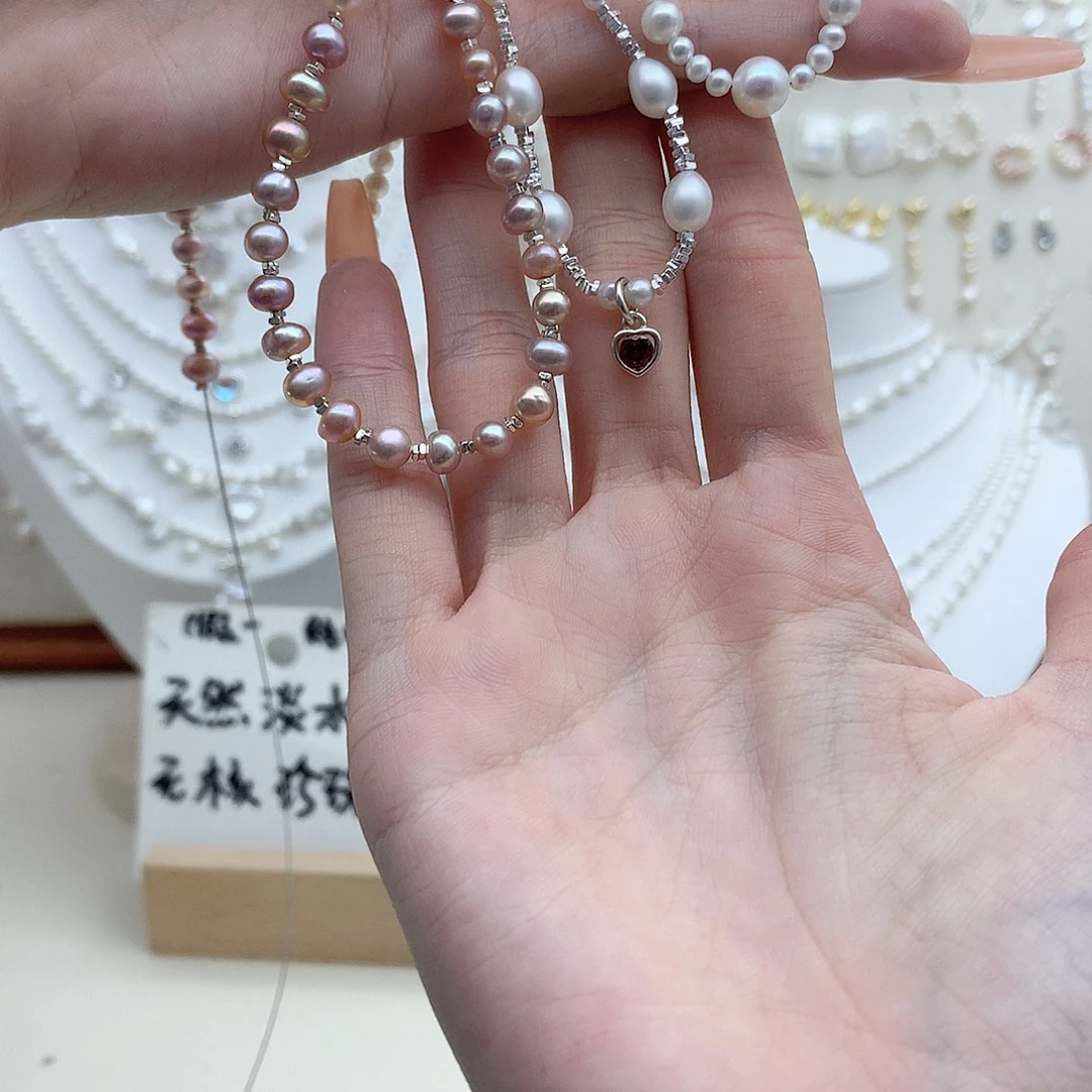 银S925镶嵌淡水珍珠颈饰