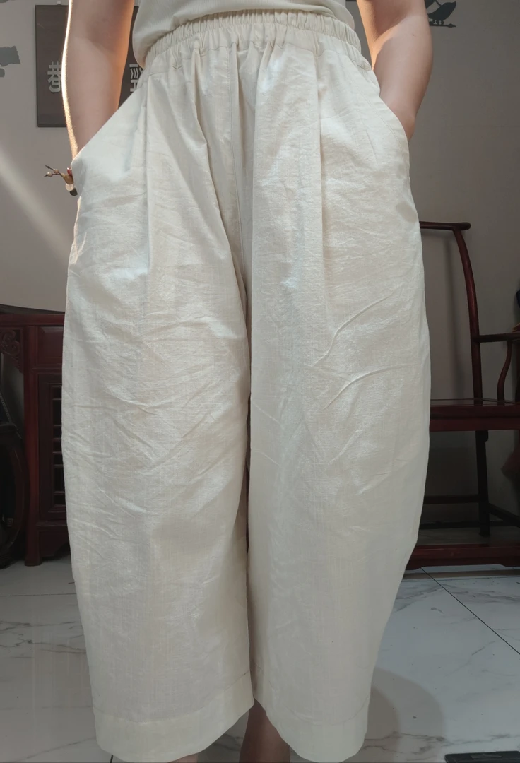 夏季薄款垂感宽松高腰九分气球裤女时尚舒适