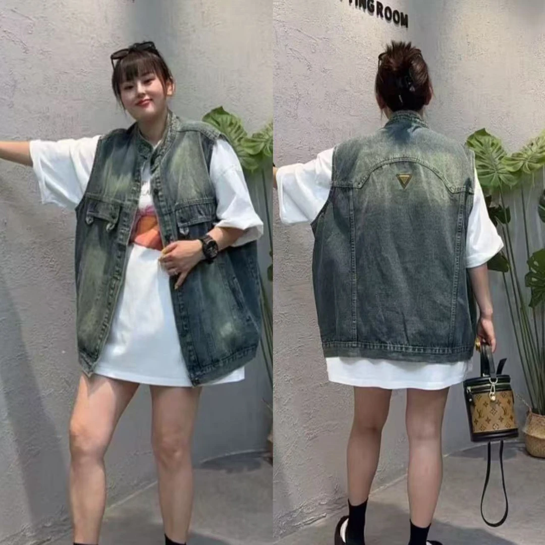 820夏季新款韩版设计师款宽松显瘦百搭大版牛仔马甲