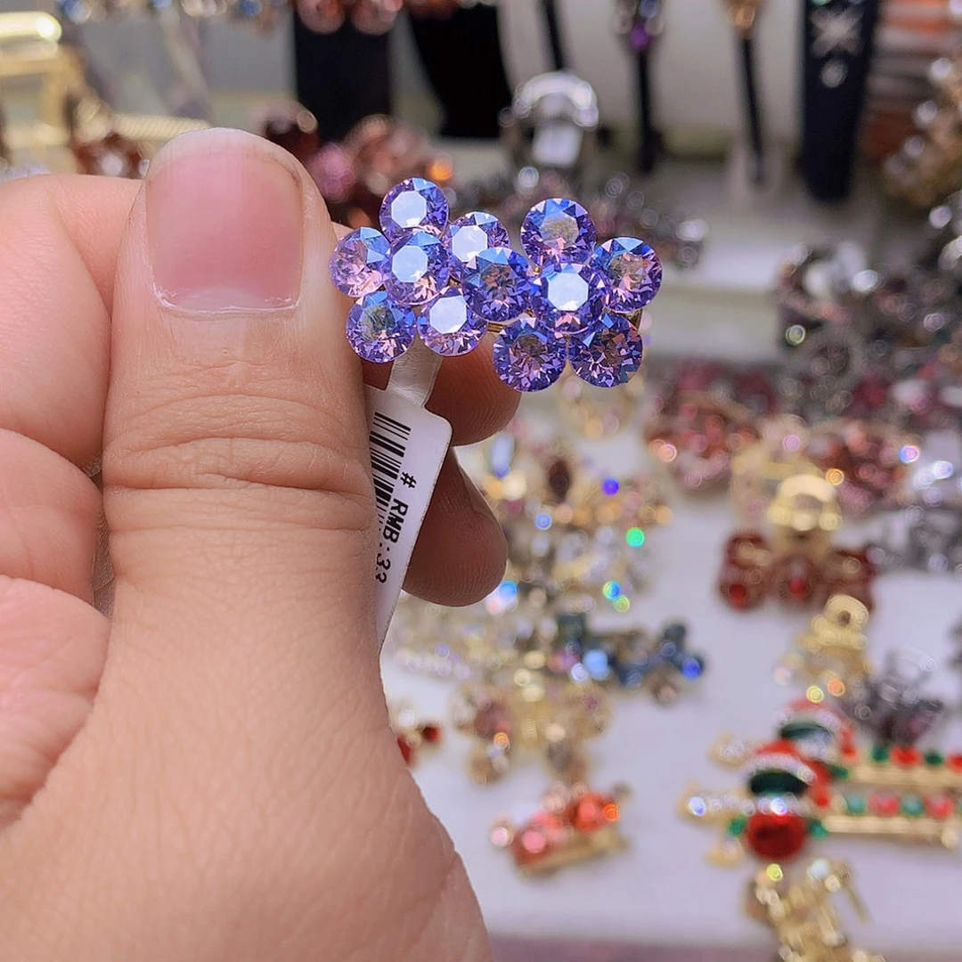 仿水晶铜合金花花扣夹