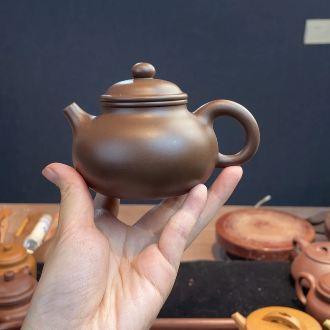 茶壶紫砂全手工老紫泥容天200cc