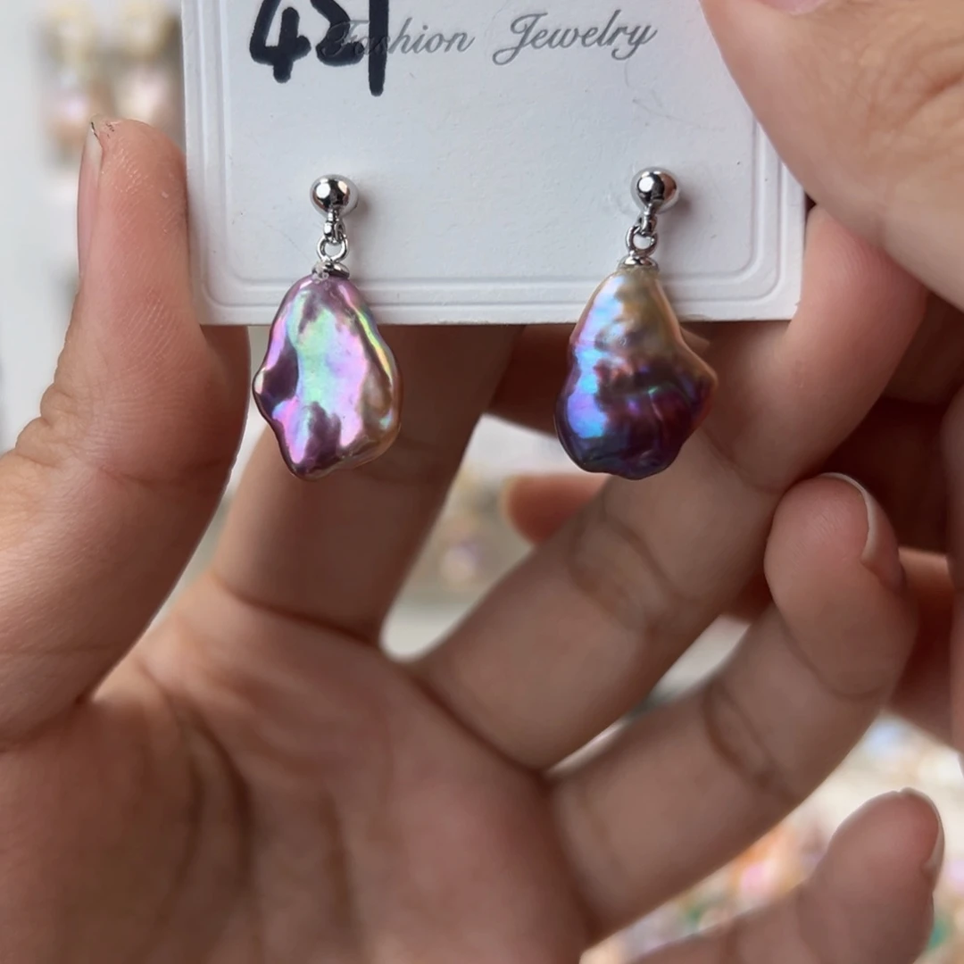 淡水珍珠耳饰银S925镶嵌