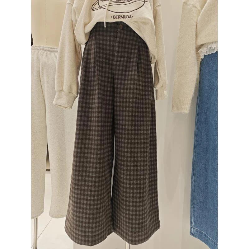 韩国首尔家格子奶奶裤5333