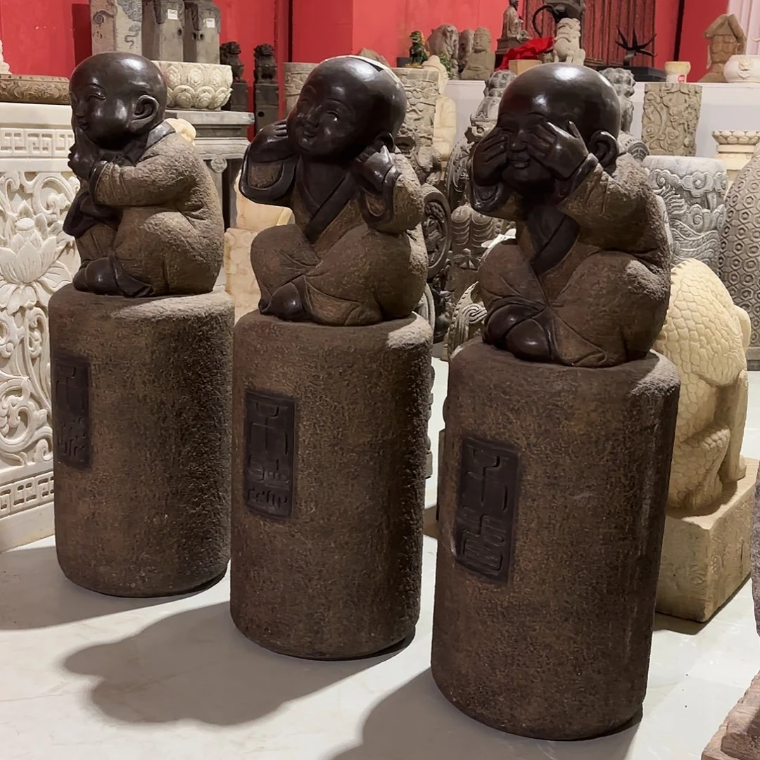 石材特价放漏！三不小沙弥一套，包邮