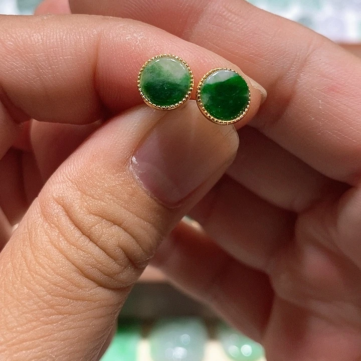 翡翠银S925镶嵌耳饰4号