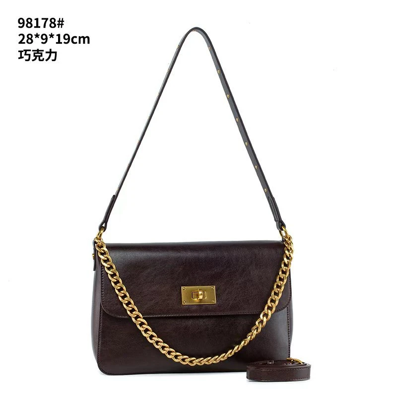 【RAIN.CUN】QYX-98178-巧克力RAIN.CUN气质百搭简约斜跨轻奢女包