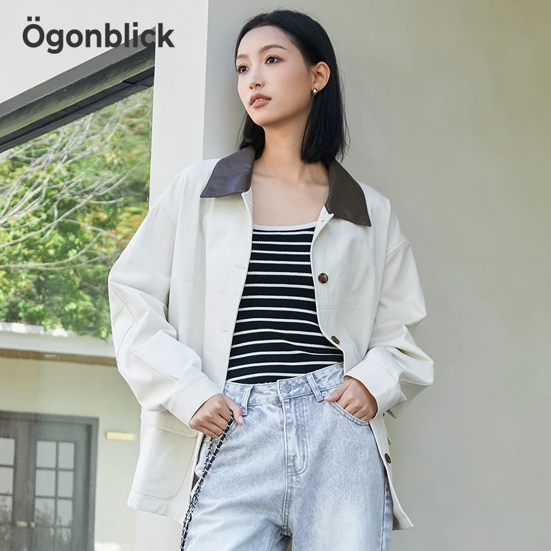 北欧时刻设计感翻领外套女春新款宽松慵懒风上衣X21427515148