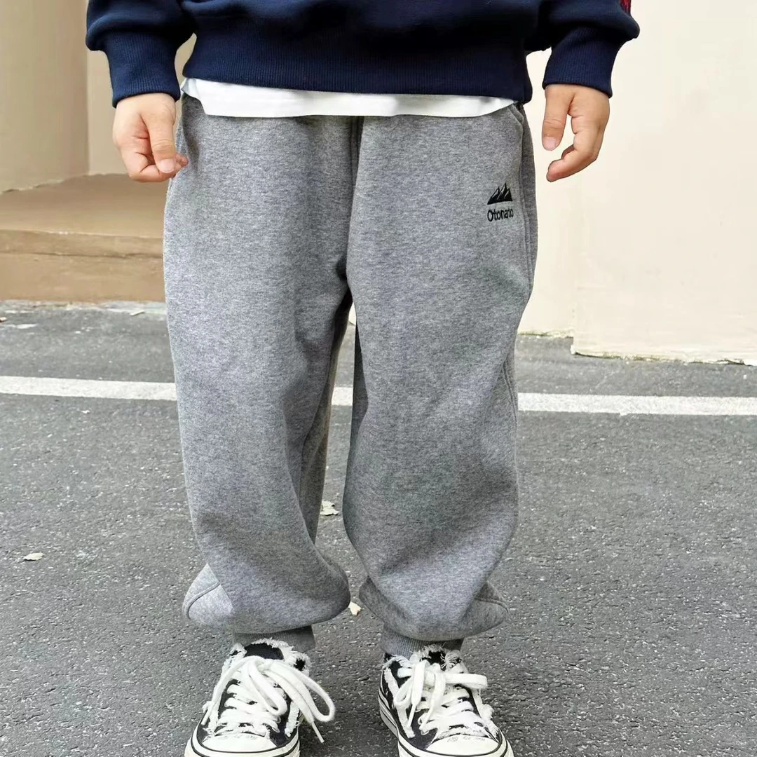 裤子冬季男灰色休闲风运动裤女童长裤春秋