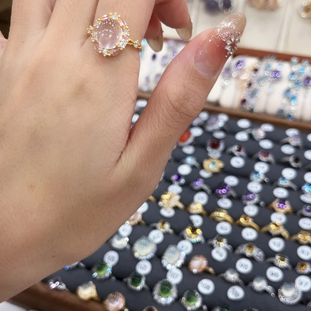 蛇纹石玉银S925镶嵌戒指