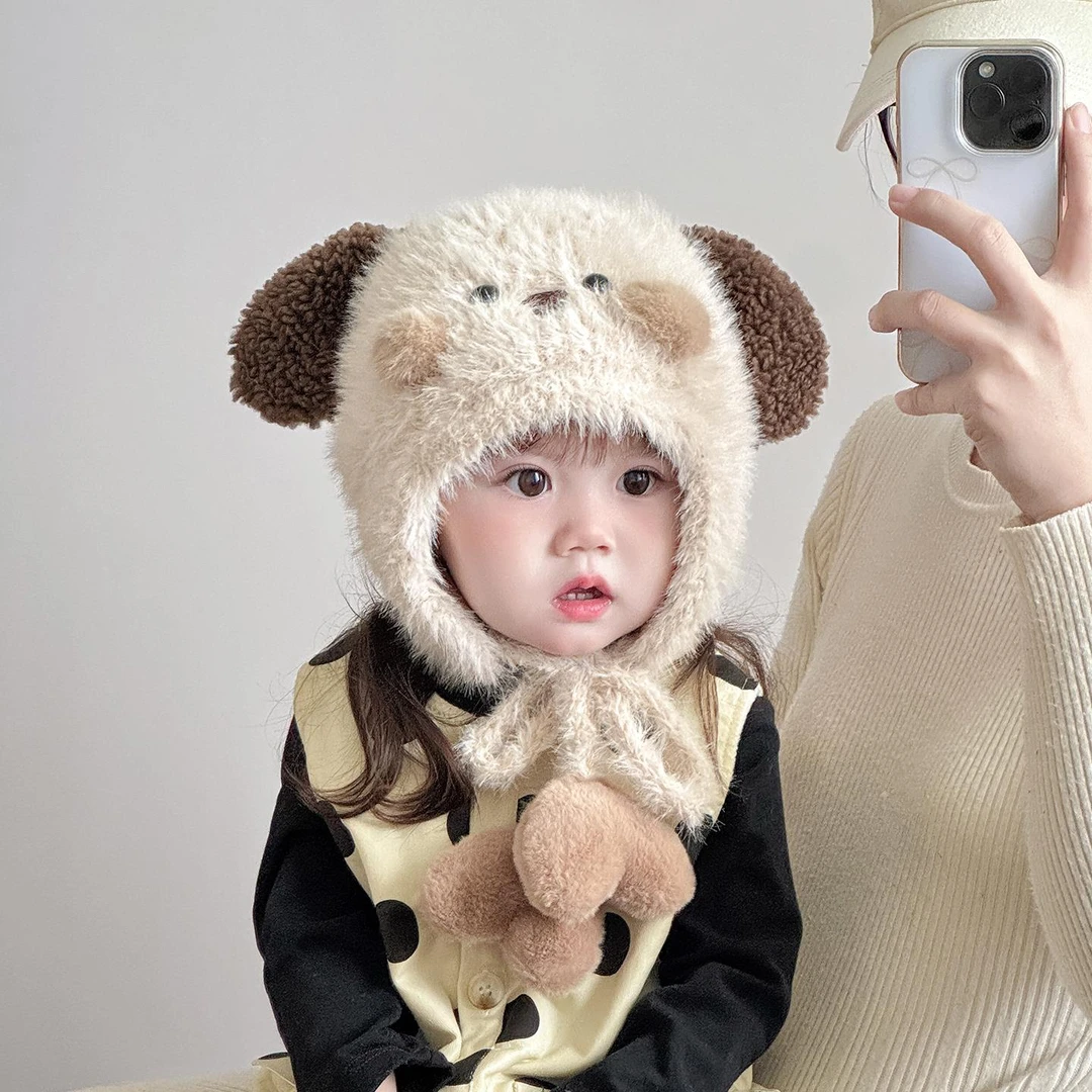 儿童帽子冬天毛绒帽可爱卡通加厚保暖男女童防风护耳帽宝宝冬帽韩