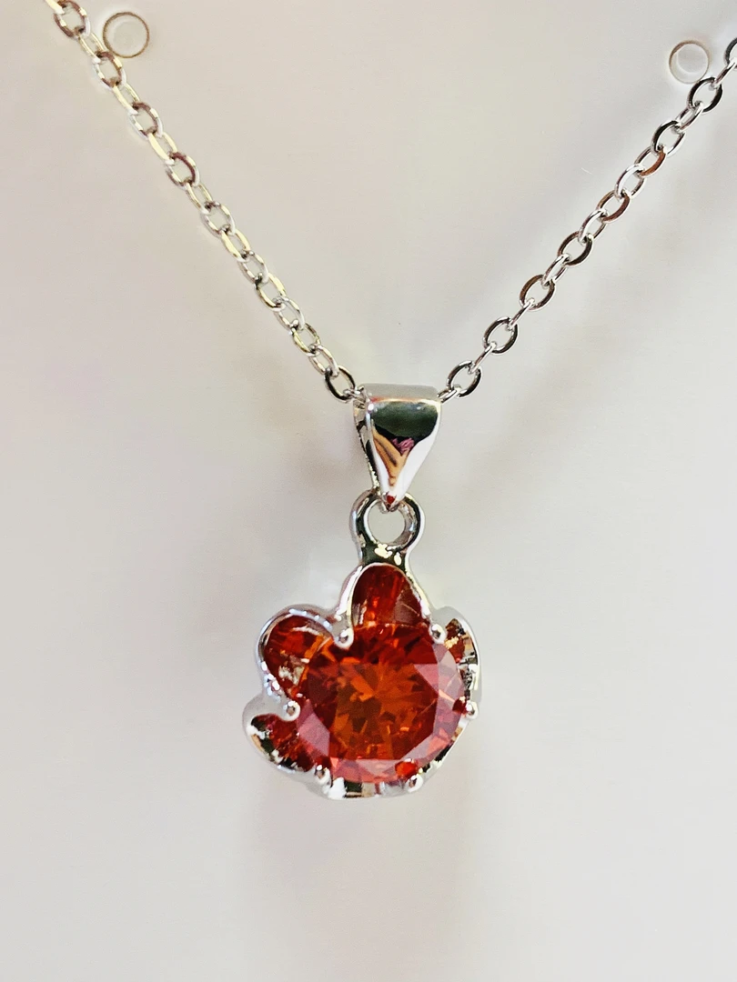 银色锁骨项链【红锆】