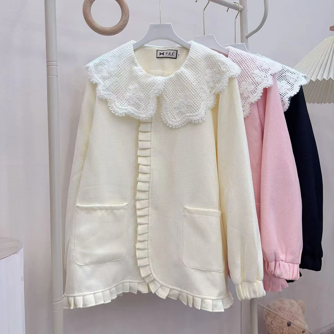 胖胖家*3271新款韩系娃娃领减龄百搭显瘦外套