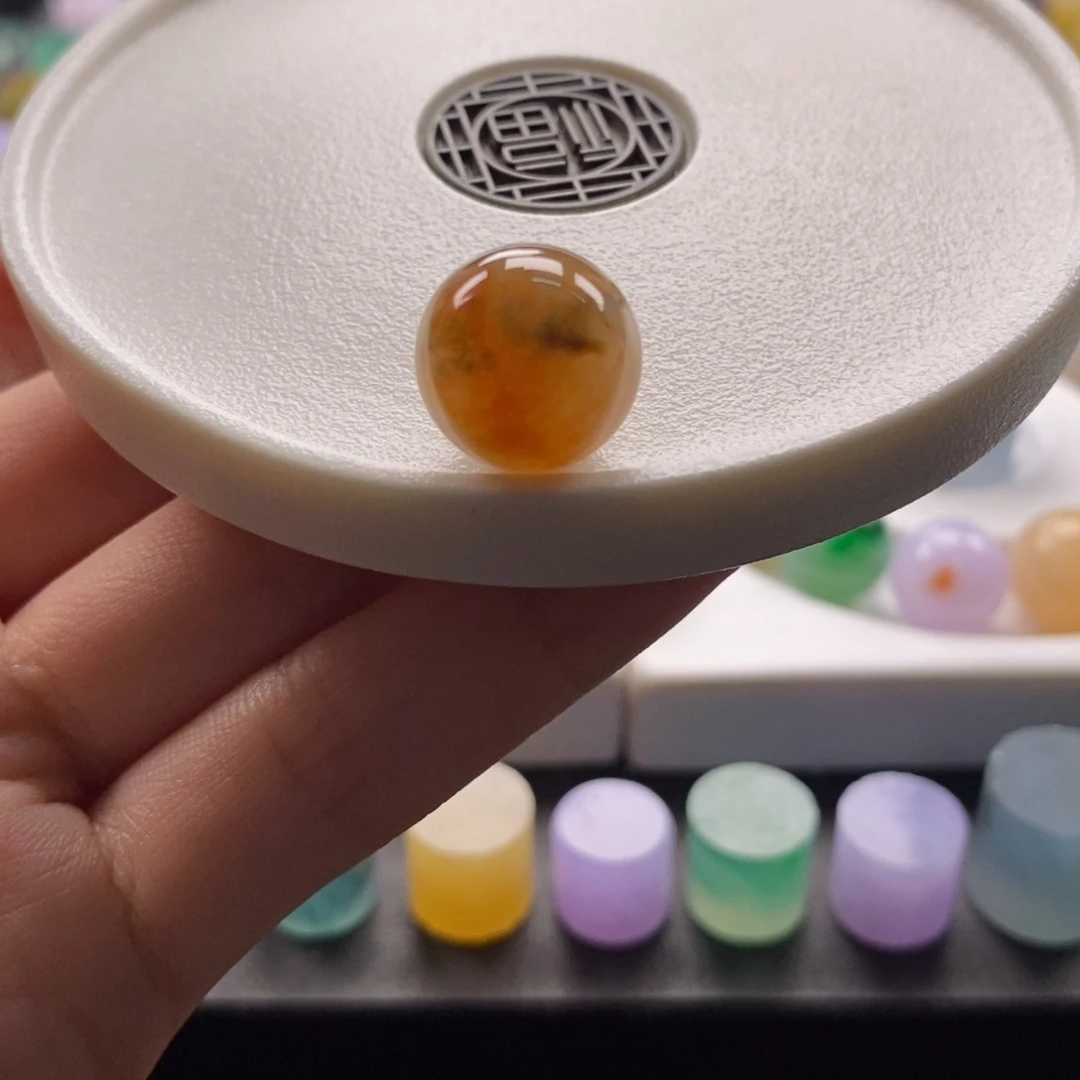 颈饰未镶嵌翡翠橘色飘花圆珠卡13