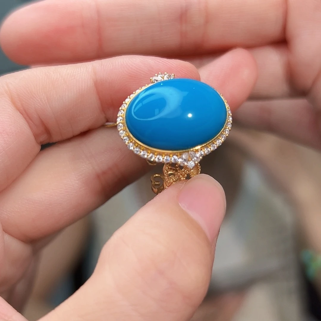 新***）18K金镶嵌绿松石珠宝奇石