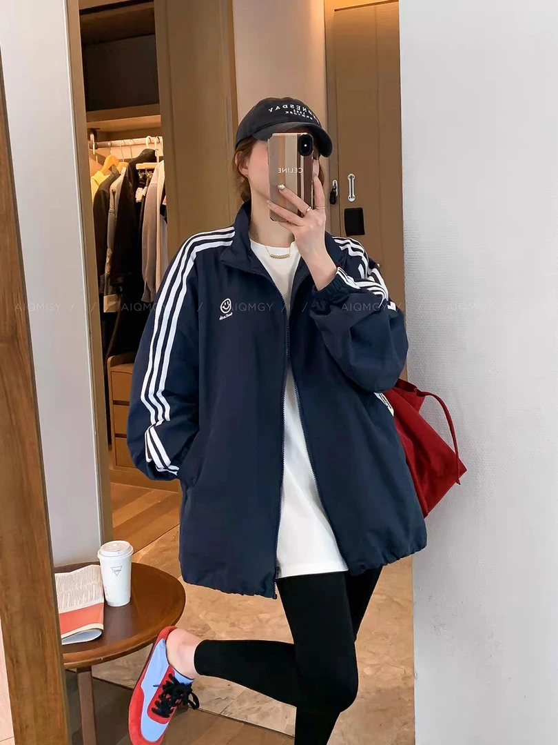 立领外喜女春秋新款韩版宽松休闲百搭冲锋衣女2565