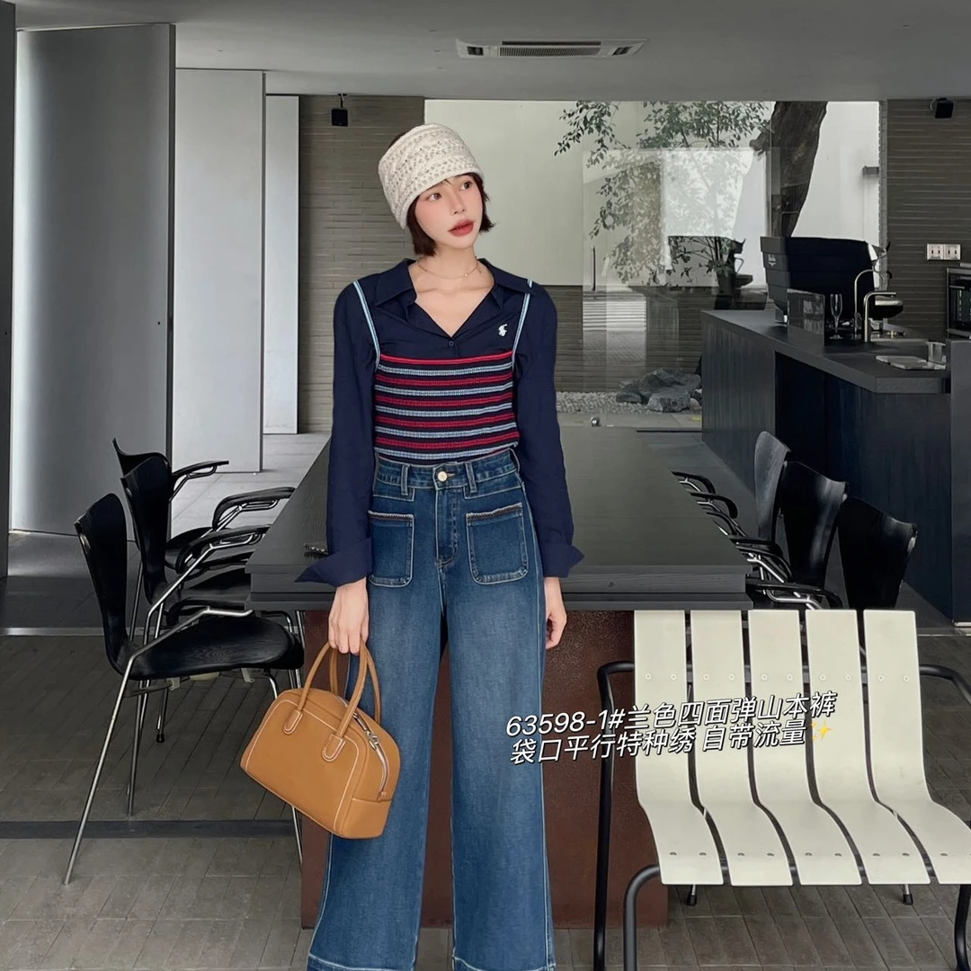 589秋季新款洋气时尚直筒牛仔裤