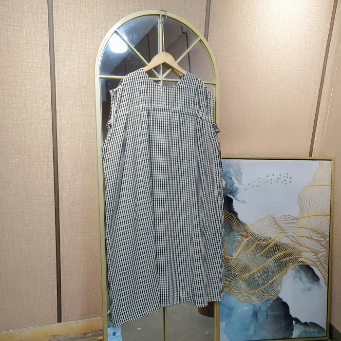 CM39孕妇格子连衣裙M90-120XL140XXL150
