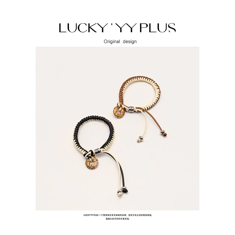 合金布艺手链 LUCKYYY 高品定制小众设计感油蜡绳编织手串 B1567