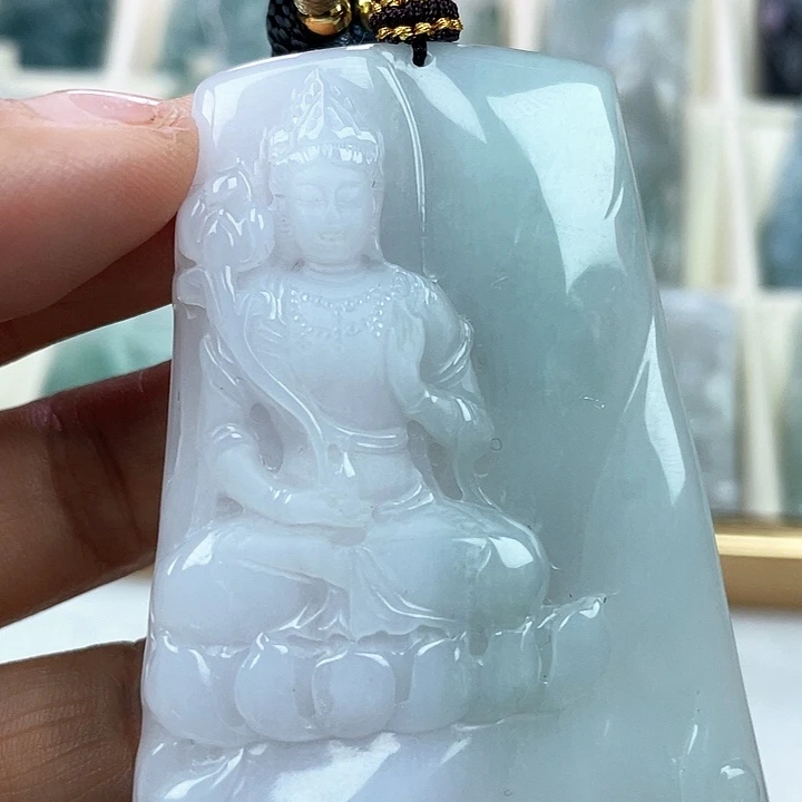 翡翠未镶嵌颈饰天然翡翠A货大势至菩萨