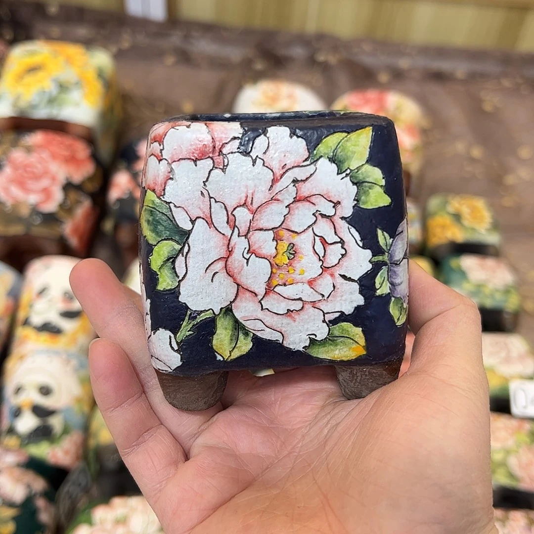 景德镇炫彩手绘陶瓷花盆