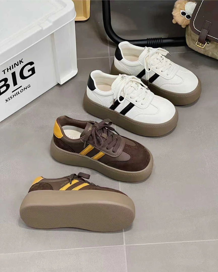 「姚姚严选」2025新款时尚圆头百搭运动厚底德训鞋Z3398