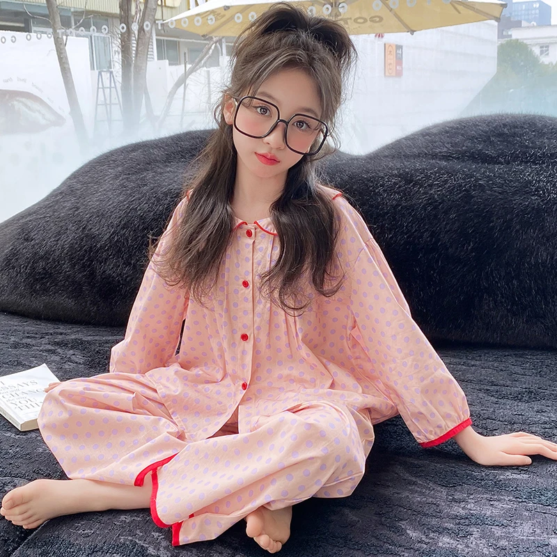 女童睡衣春秋款2025新款儿童装春季长袖纯棉家居服套装女孩空调服