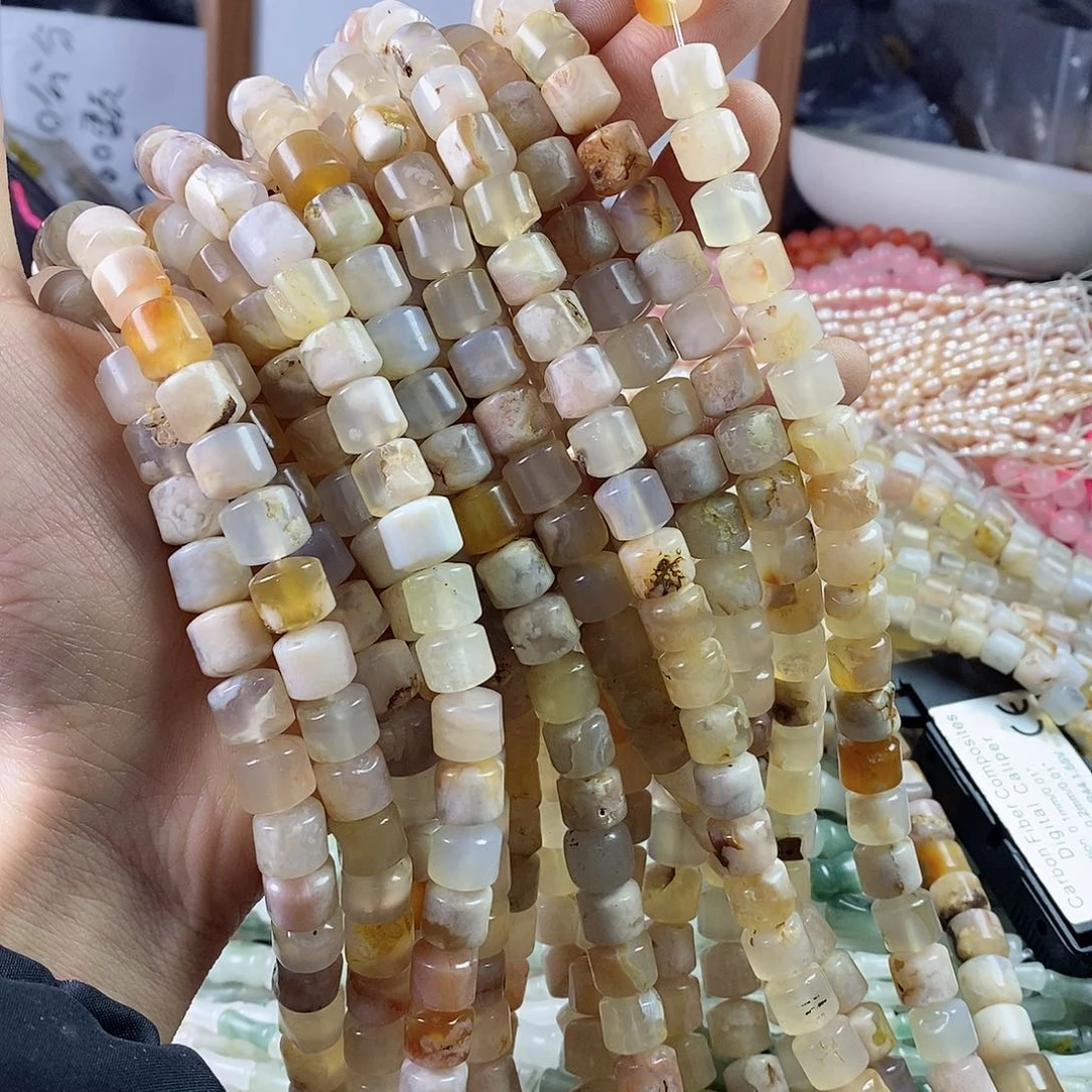 玛瑙/玉髓珠宝半成品合金一条天然10mm樱花玛瑙车轮珠