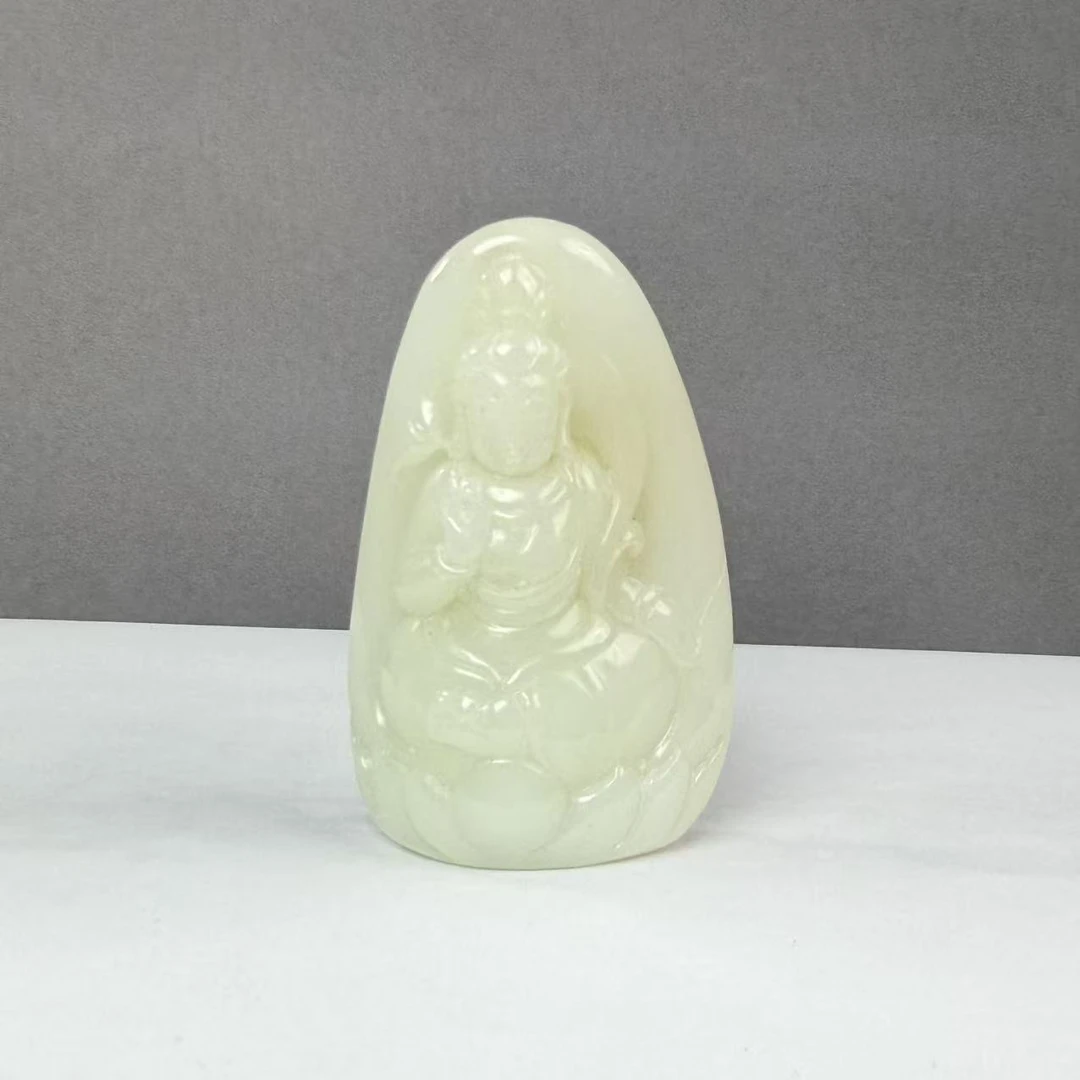 C265 和田玉云游山海观音牌