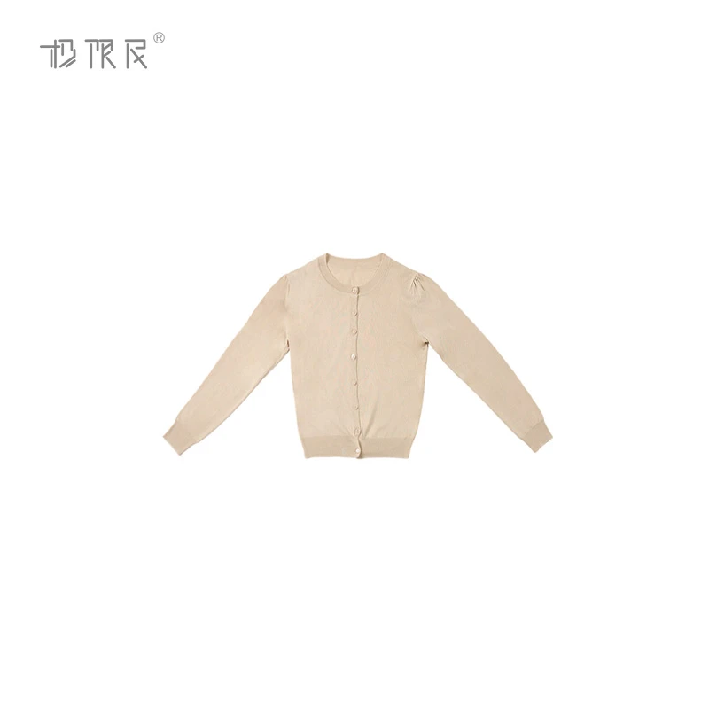 极限民《淡雅》春季欧若风轻奢简洁圆领休闲宽松针织衫F5114F1701