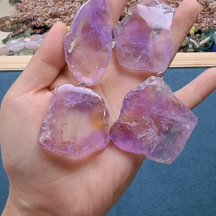 水晶珠宝半成品未镶嵌紫黄晶一颗