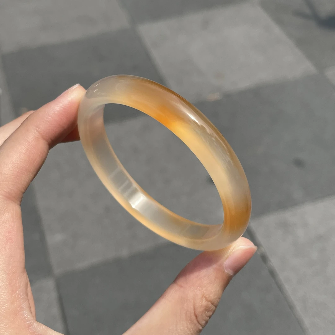 圈口56+正圈橘色锦鲤飘糖表面天然晶体扣手介意勿拍-玛瑙