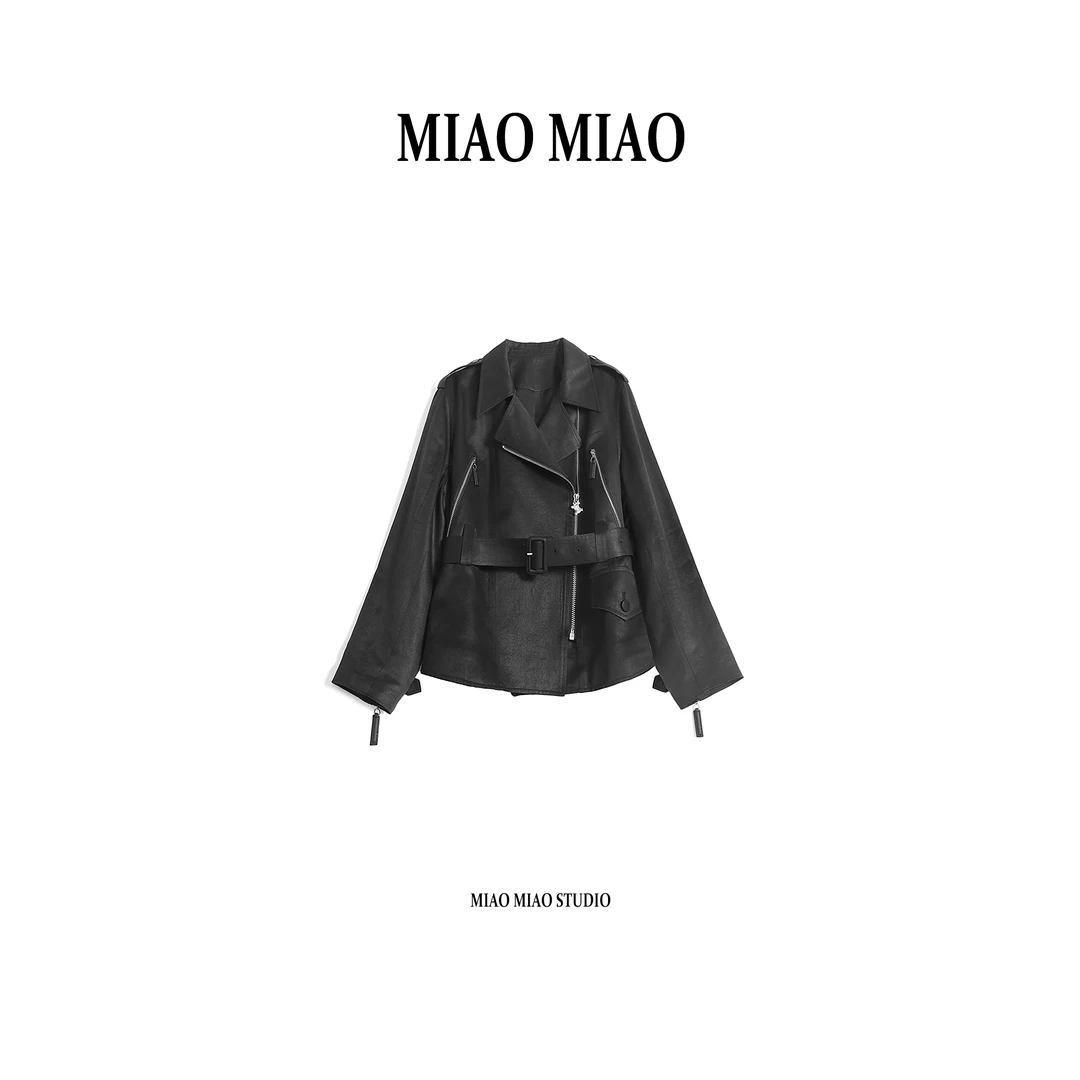 【箫墨】淼淼家20657春季新款时尚优雅机车服重磅重缎香云纱外套