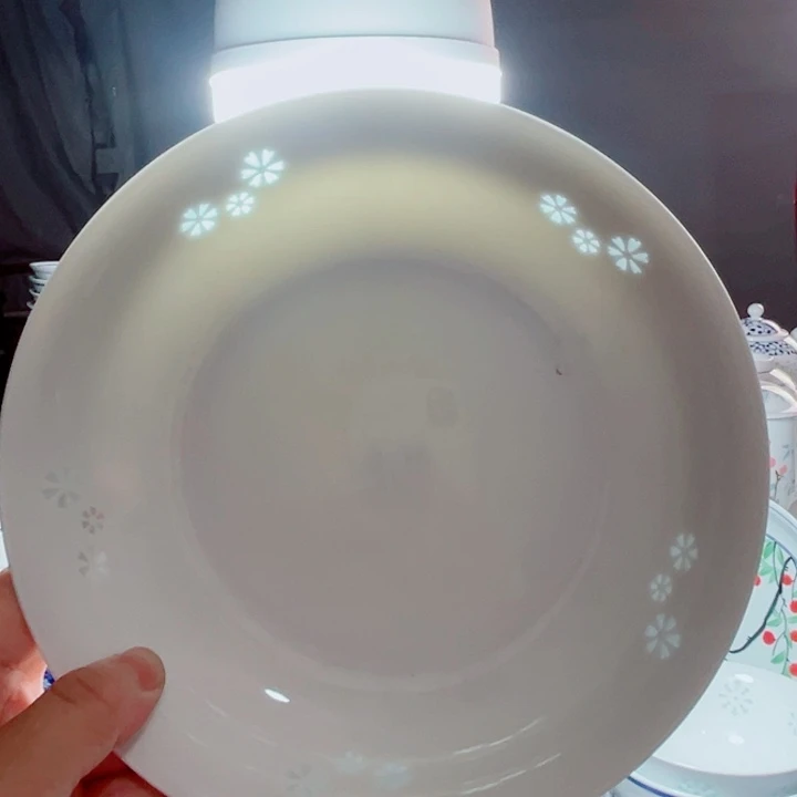 青花玲珑8寸窝盘三星花