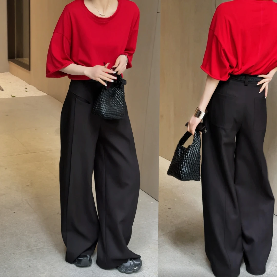 【亦瑶定制】黑布林/休闲裤 新款高级时尚直筒阔腿休闲款5XKDD9438