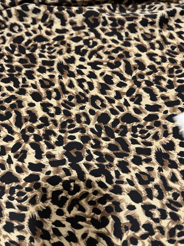 微弹力破卡布料 HPK0163 黑底经典豹纹 可做夏季连衣裙 寸衣 面料