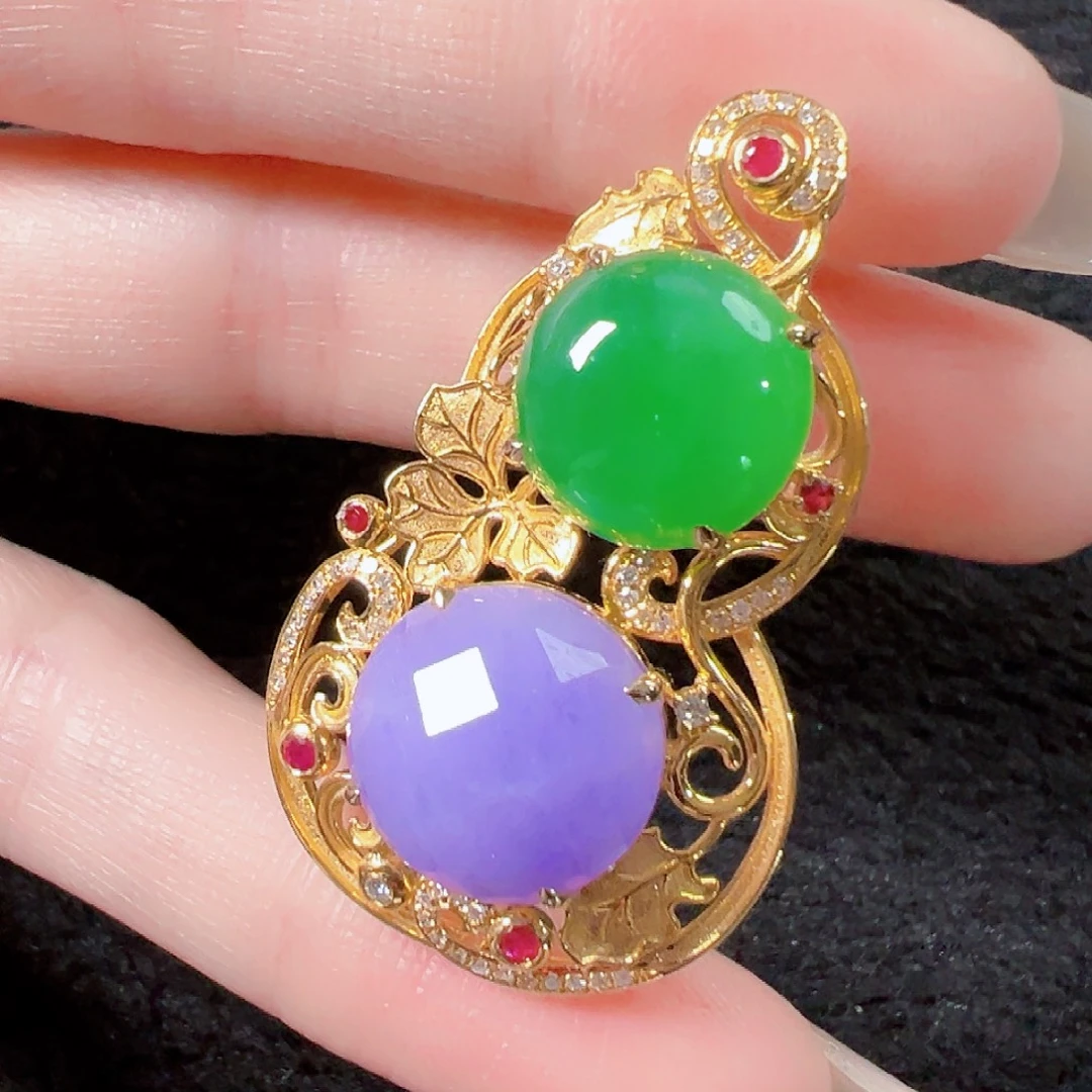 翡翠18K金镶嵌颈饰签收后24小时鉴赏期，过时不退