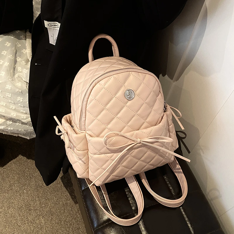 小香风菱格双肩包包女式2025新款潮流韩版背包学生大容量手提书包