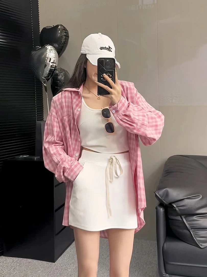 韩代 两色格子衬衣