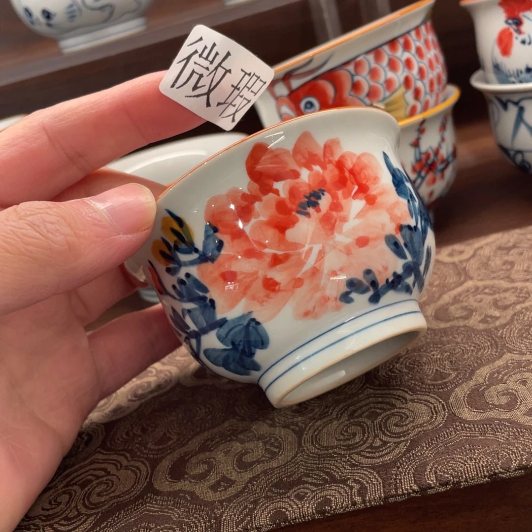 釉下手绘茶具微瑕