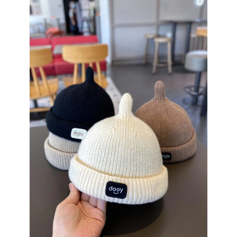 儿童帽子秋冬韩系休闲百搭针织毛线帽男童女宝宝可爱奶嘴套头帽冬