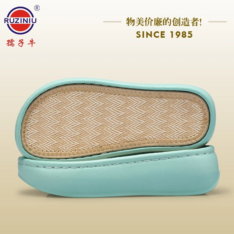 孺子牛手工勾坡跟钩针拖鞋diy材料包高跟亚麻面底子耐磨防滑透气