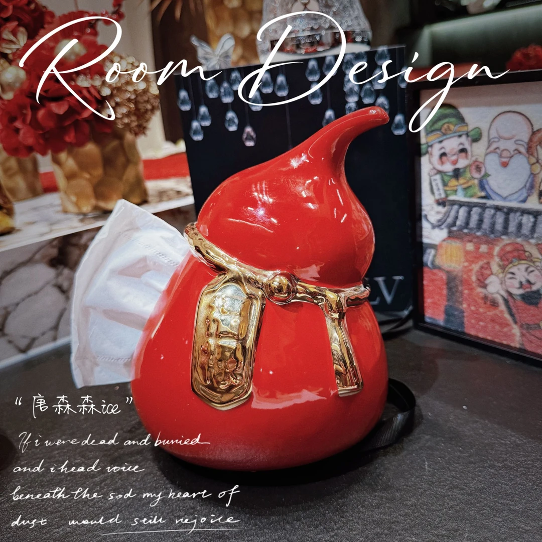 【唐森森设计】设计师款葫芦纸巾盒艺术陶瓷摆件