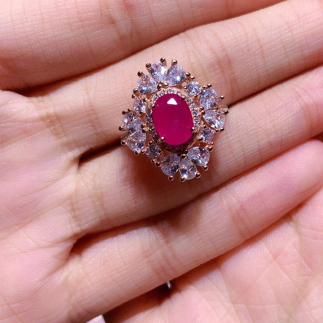 银S925镶嵌戒指红宝石