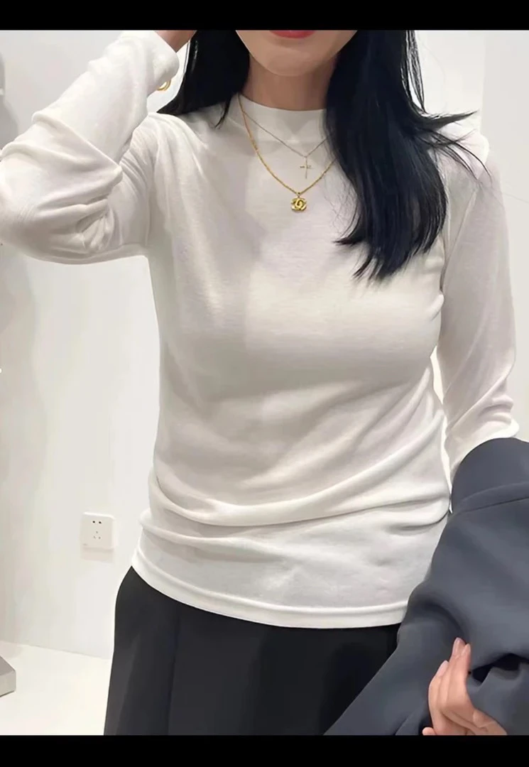 宝衣家  柔软百搭小立领水溶长袖8216